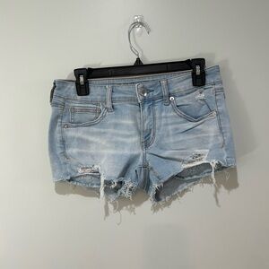 American Eagle Outfitters Light Blue Distressed Denim Shorts